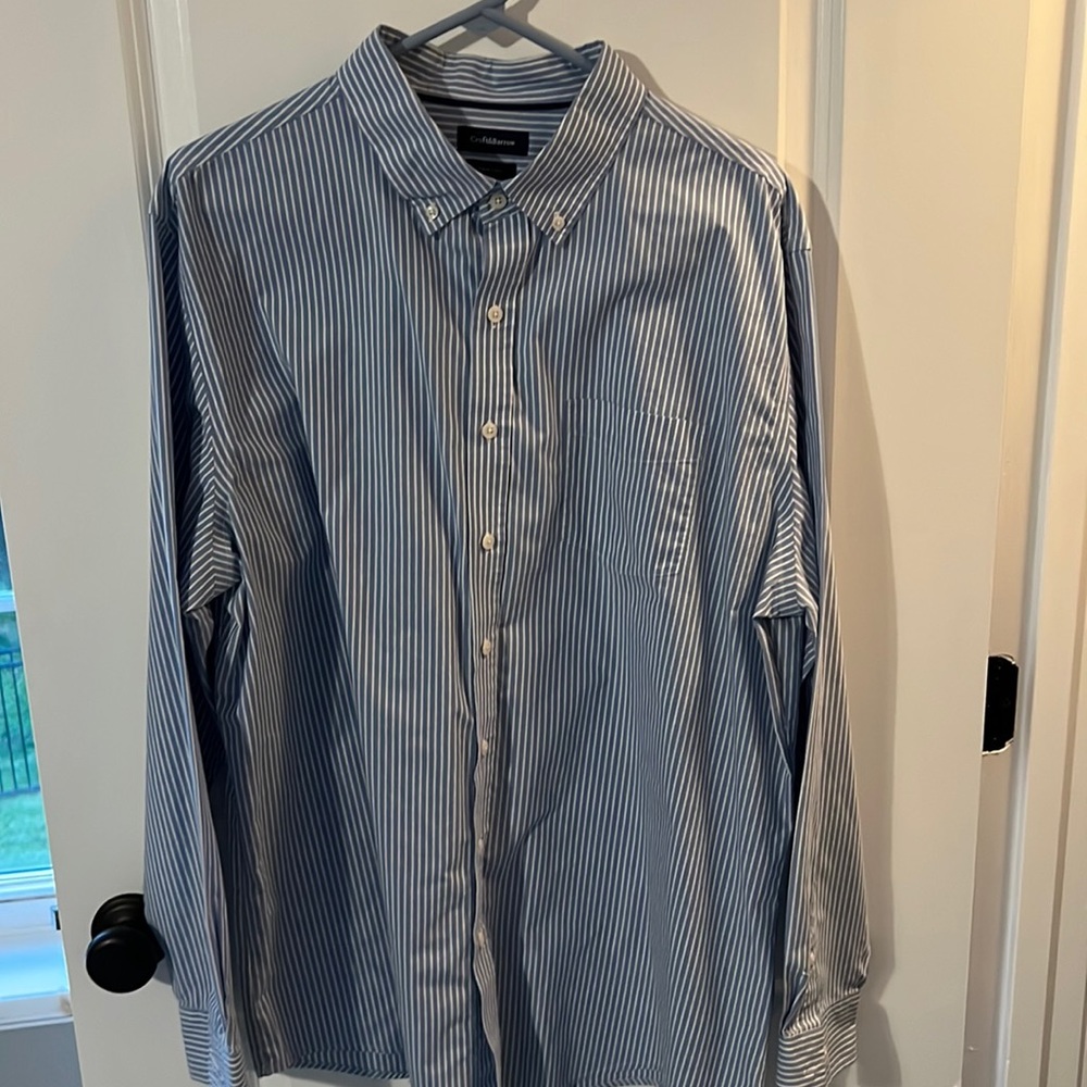 Croft&Barrow Mens Blue White stripe shirt size XL